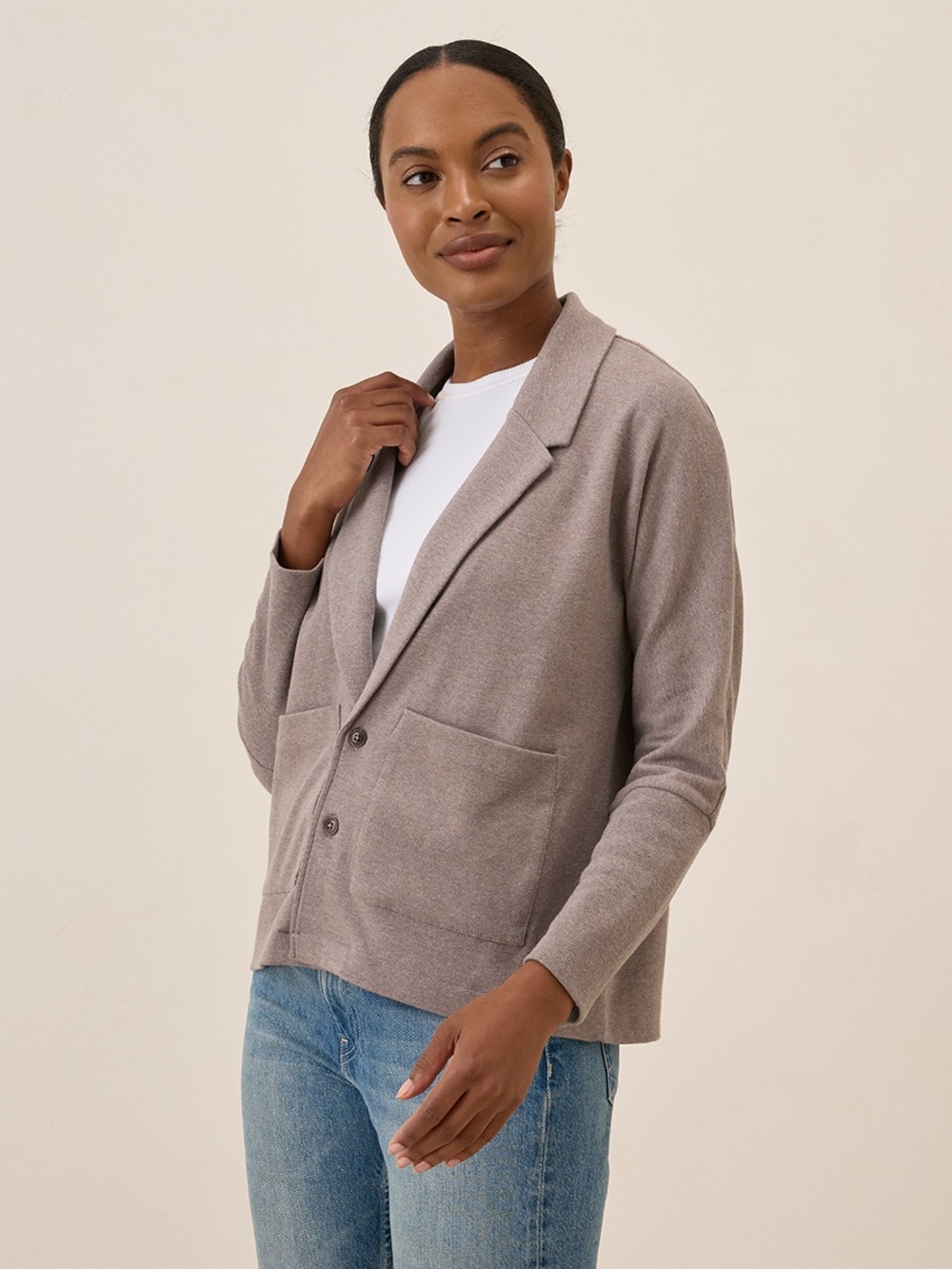 Pact Airplane Relaxed Blazer - Deep Taupe Heather